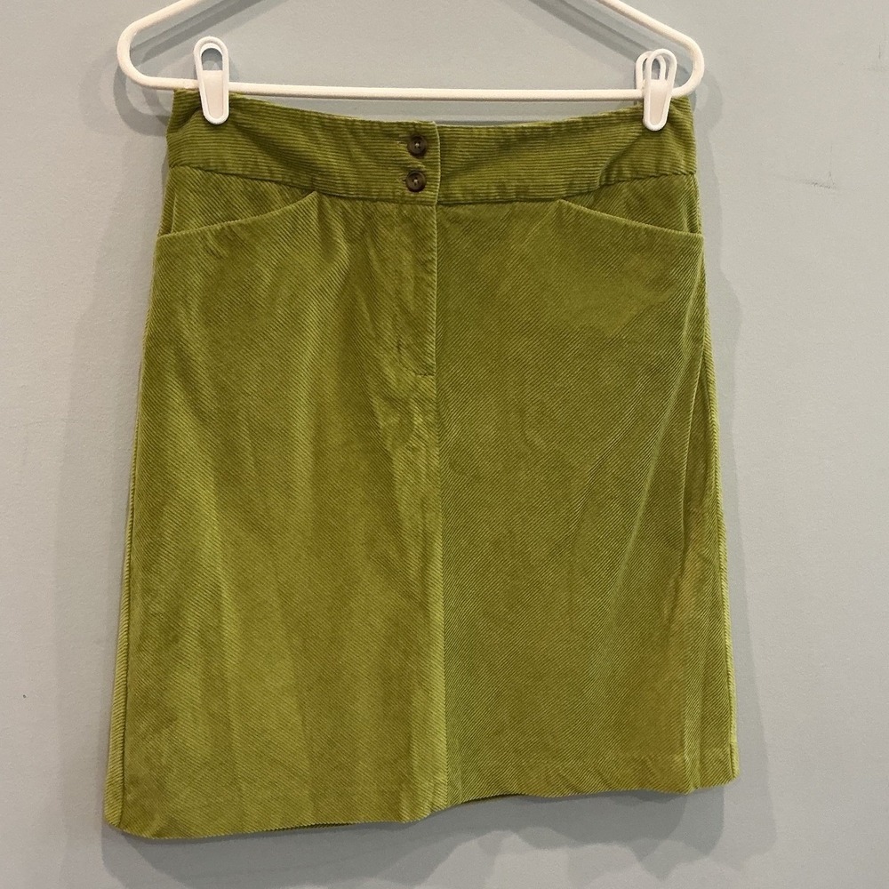 Vtg Talbots Womens Corduroy Mini Skirt 8 Lime Green Mod Granola Fall Y2K Preppy